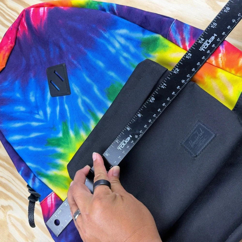 Herschel Supply Co Heritage Backpack Rainbow Tie Dye Black Canvas Bookbag